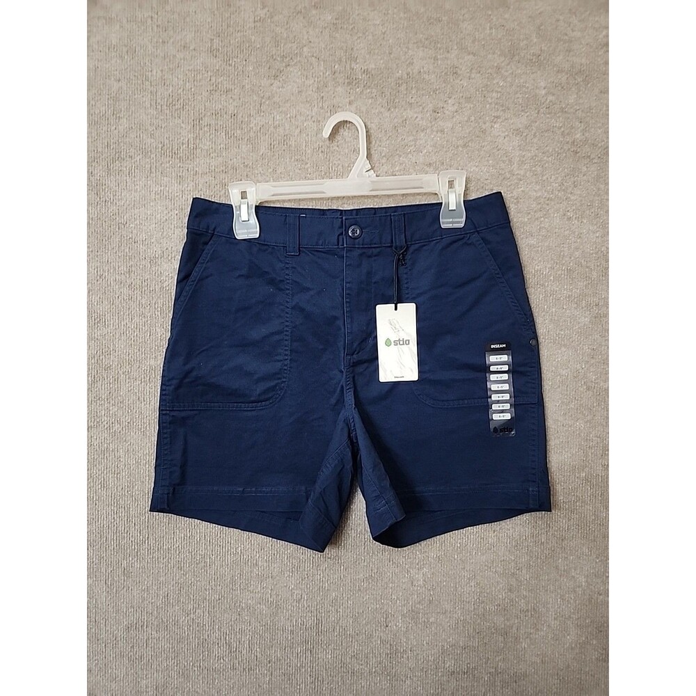 Stio Rivet Twill Shorts Womens 8 Blue Organic Cotton Stretch NEW